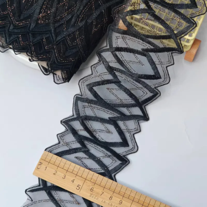 4yard 8cm width Embellishment trimming for Bridal Gowns & Fashion Allover Mesh embroidery laceTrim