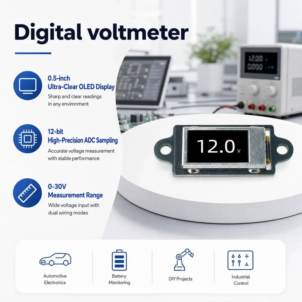 Mini OLED Digital Voltmeter DC 0‑30V High Precision Voltage Tester 0.5‑Inch Display Module For RC Battery DIY Electronics