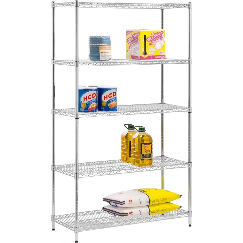 Honey-Can-Do SHF-01441 Adjustable Storage Shelving Unit, 800-Pounds Per Shelf, Chrome, 5-Tier, 42Lx18Wx72H