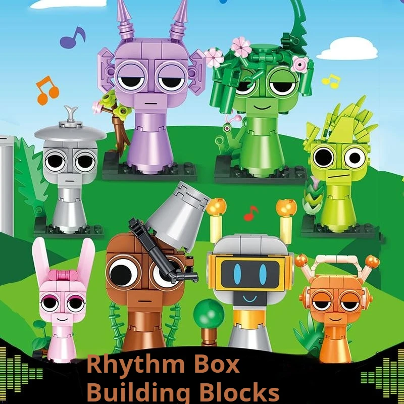Mini Building Brick Set for Kids,Rhythm Chess Blocks Set with 8 Figures:Orun/Robot/Vine Hair Sister/Brood/Clark/Lem/Depler/Pinky