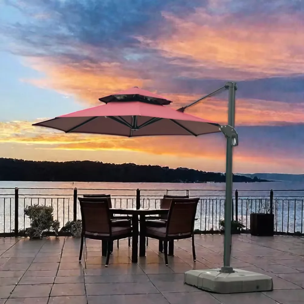 

Custom Large Square Roman Parasol Umbrellas Modern Aluminum Cantilever Outdoor Courtyard Patio Beach Garden Hotel Base Included