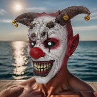 Bell Evil Clown Mask Halloween Mask Devil Horror Scary Clown Head Latex Joker Decor Unisex Masquerade Party Cosplay Costume Prop