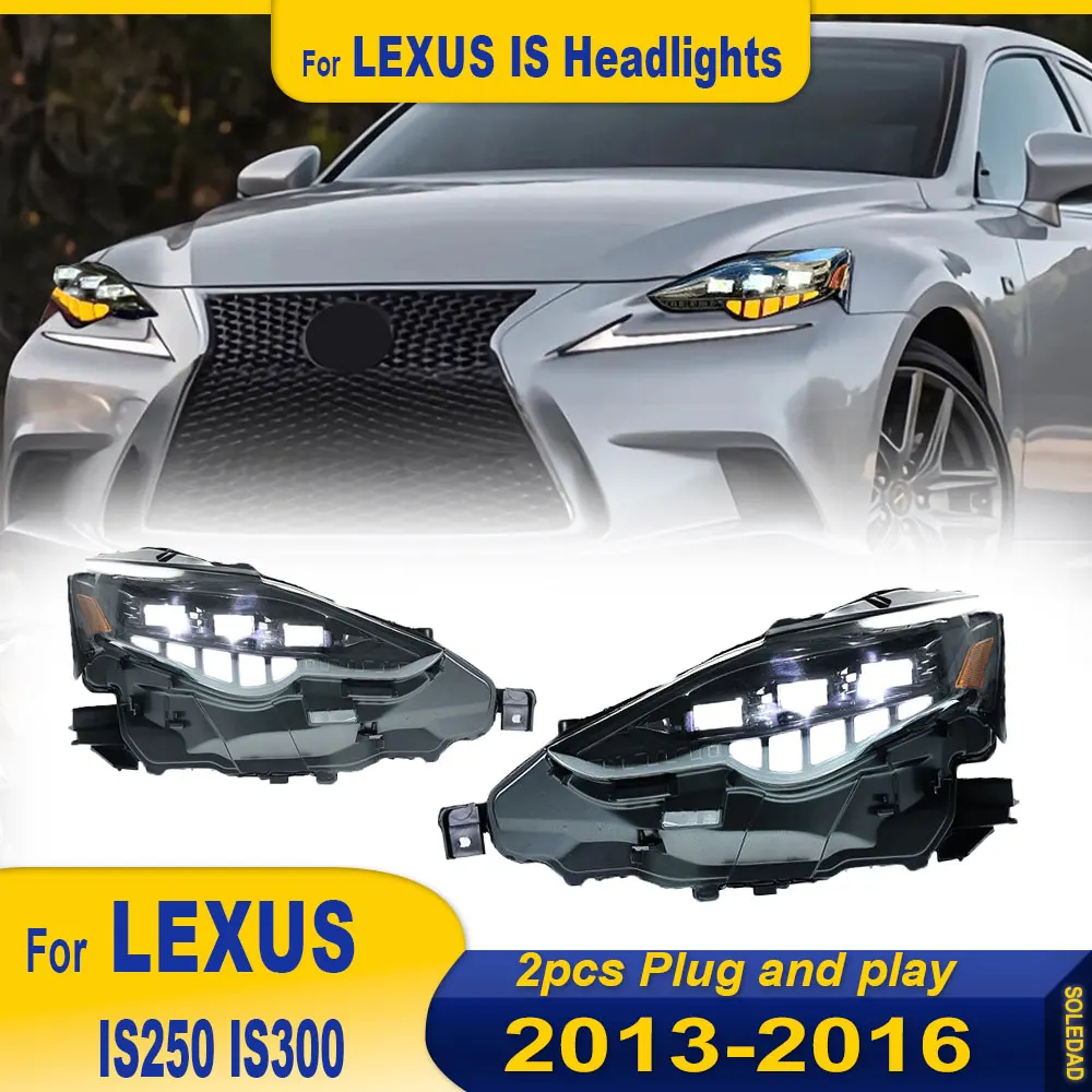 2pcs Head Lamp for Lexus is is250 is300 LED Headlight 2013-2016 Headlights DRL Turn Signal High Beam Angel Eye Projector Lens