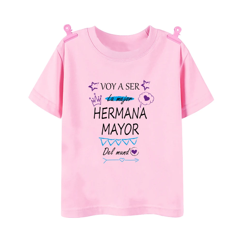 I'm Being Promoted To Big Sister T-shirt Baby Announcement T Shirt Kids Spanish Print Tee Girl Tops Children Tops Summer Clothes - view 6