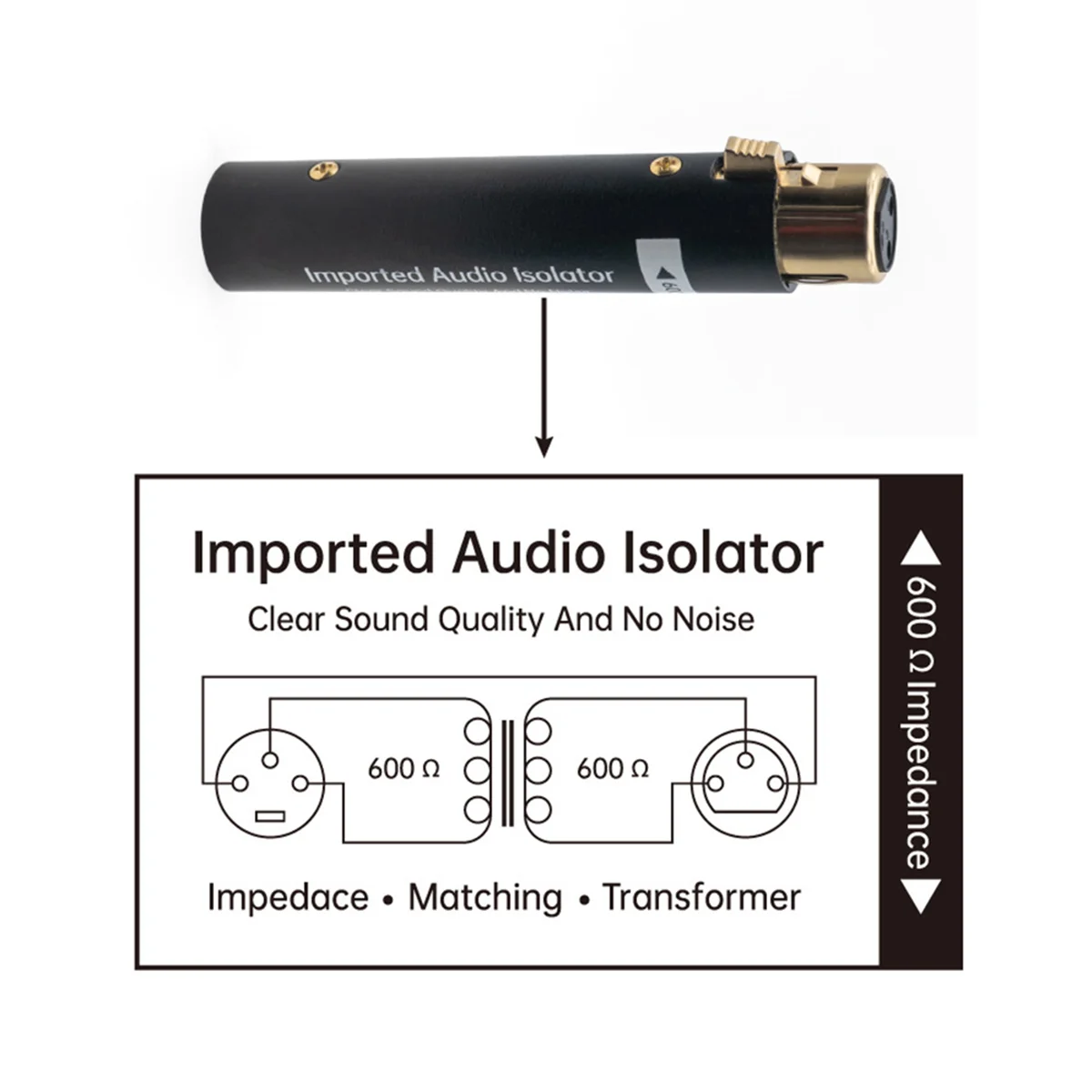 A52TProfessional Audio Noise Isolator Signal Isolation Stereo Splitter Filter Karon Male to XLR Female to Female