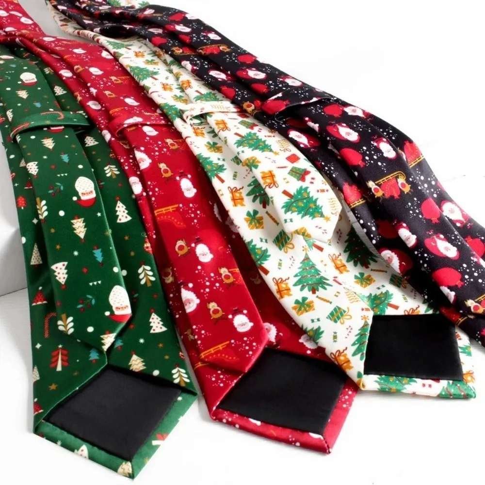 Creative Santa Claus Christmas Necktie Gift Snowflakes Xmas Shirt Tie Christmas Tree Candy Cane Man Necktie Suit Accessories