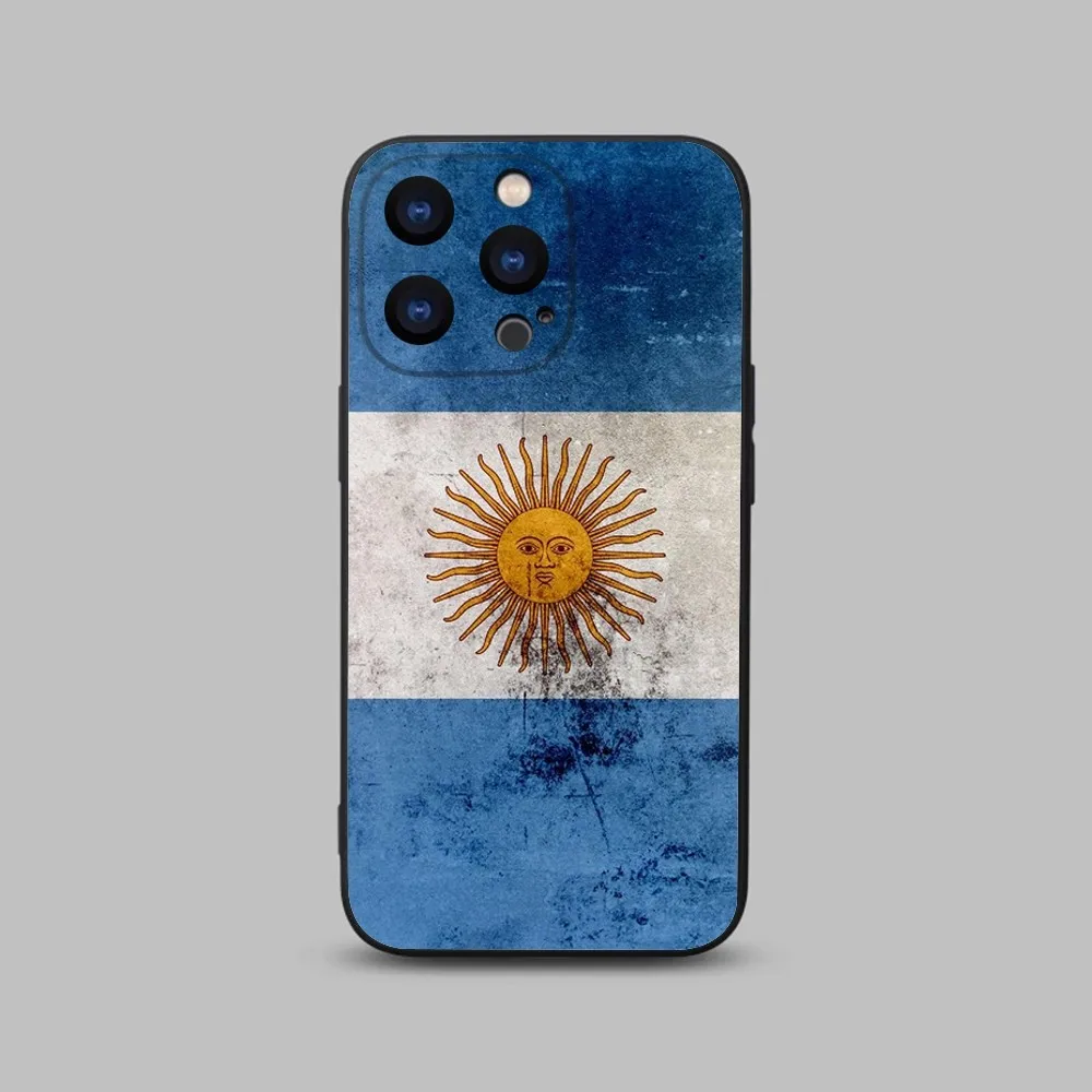 Argentina Flag Phone Case For iPhone 15,14,13,12,11 Plus,Pro,Max,XR,XS,X,7,8 Plus,SE,Mini Black Silicone Soft