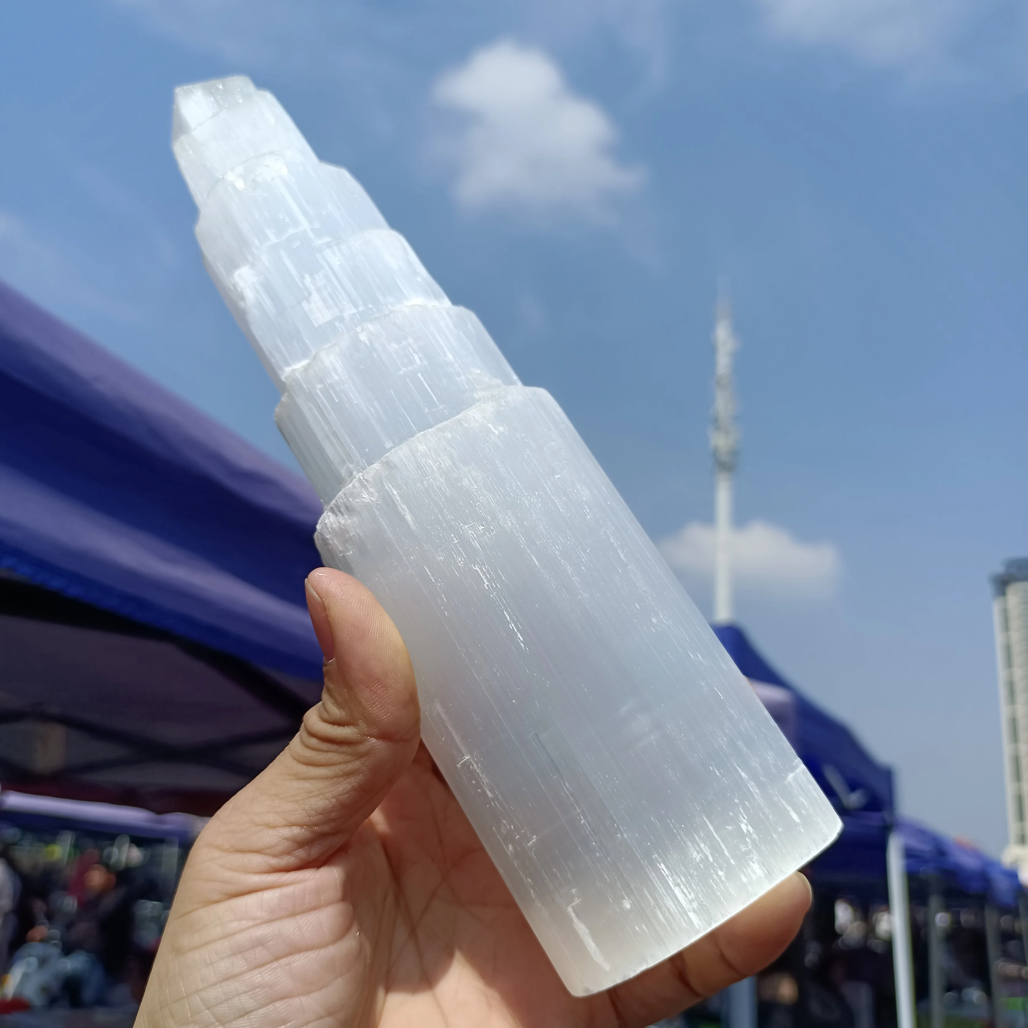 

Natural Selenite Wand, White Plaster Pillar, Quartz Crystal Mineral Specimen, Healing Stone, Home Office Degaussing Decoration