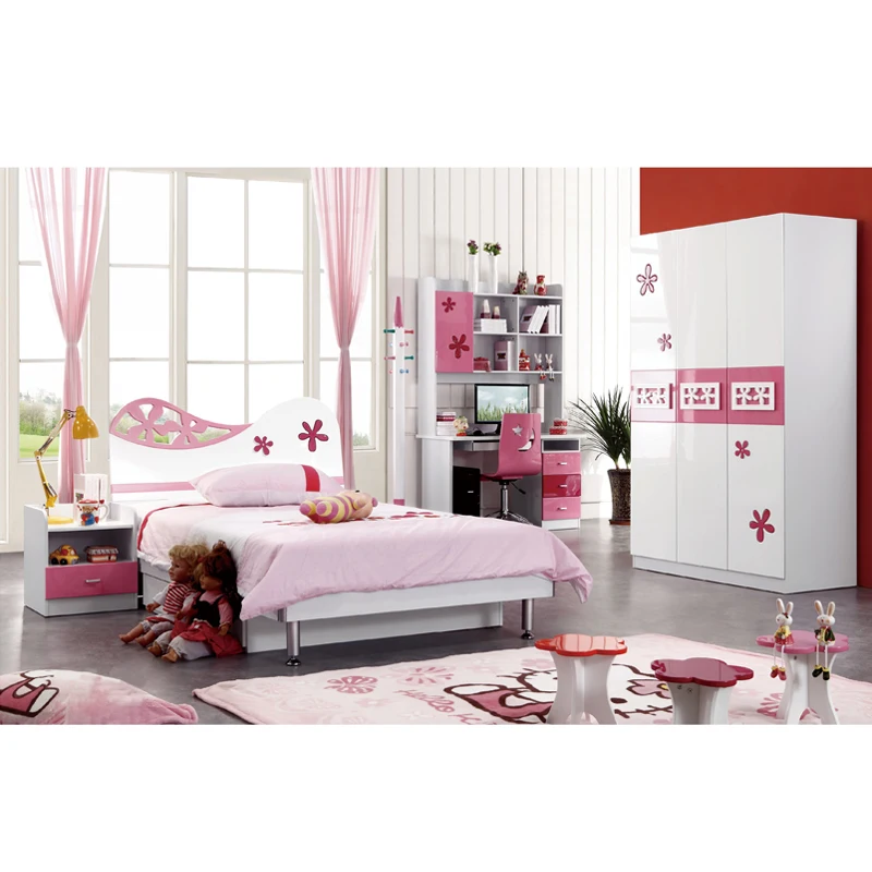 

Contemporary Design Wood Frame Queen Single Children'S Bed Set School Home Full Wooden Girl Kids Bedroom Furniture