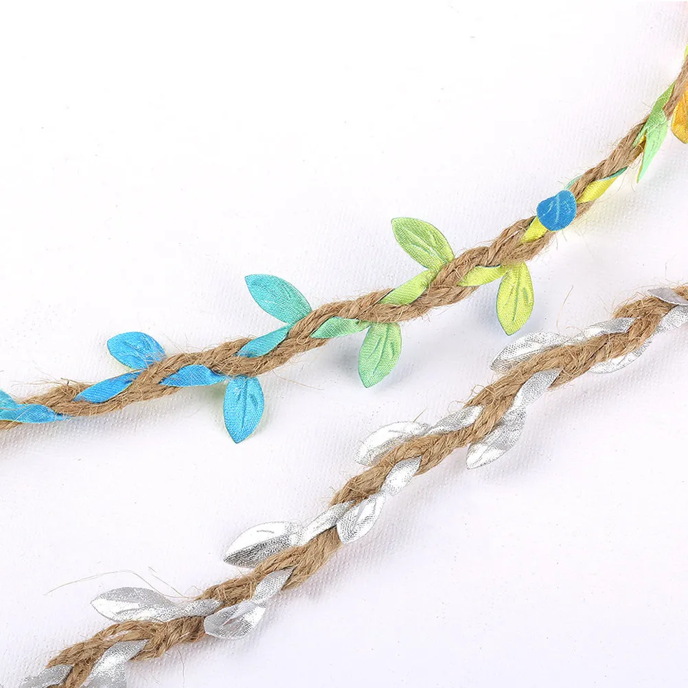 2 Rolls 2 Meters Leaf Shaped DIY Rope Premium Material Cut to Length Reusable for Flower Bouquet Decor Fashion Hair