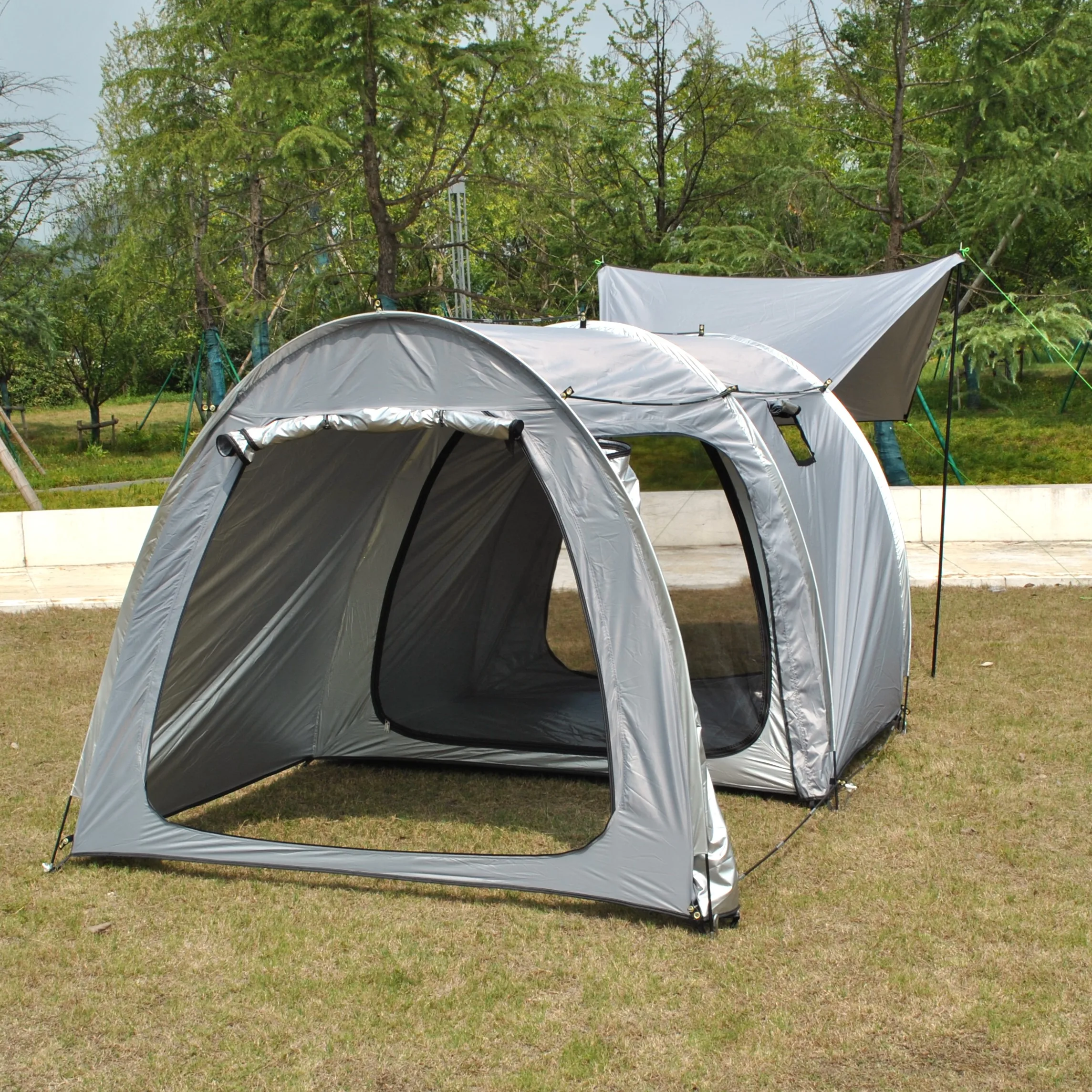 

5 Person Motorcycle Tent Waterproof Camping Shelter with Integrated Vestibule Bike Port Canopy Ride Tent for Outdoor Adventures