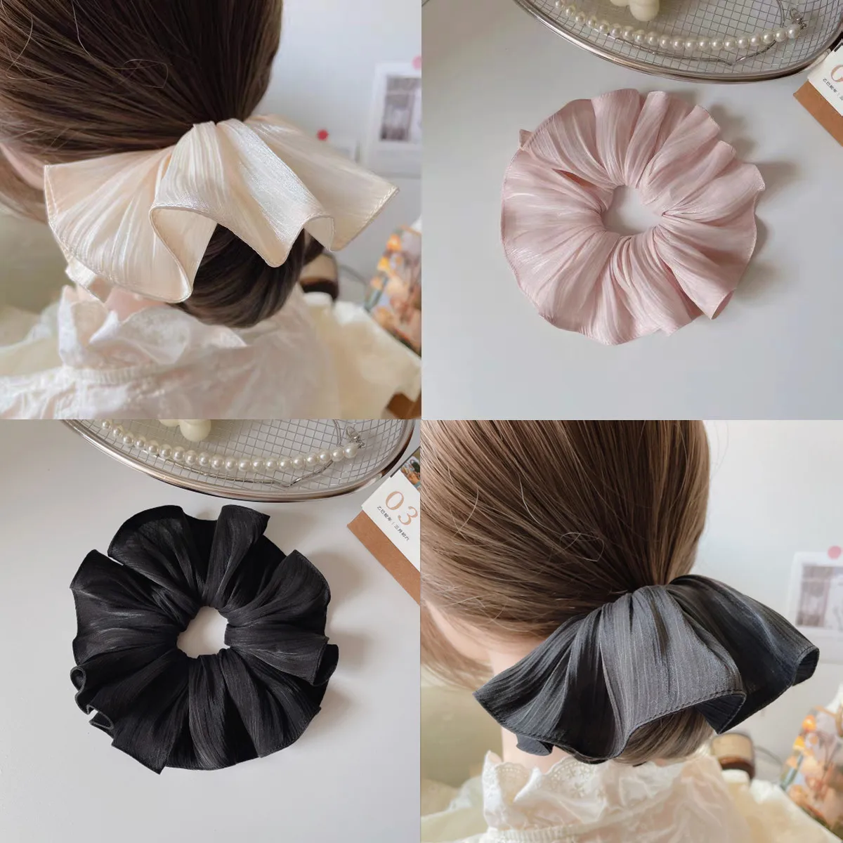

2025 Cute Chiffon Flower Scrunchies Women Girl Ball Elastic Hair Band Accessories Tie Hair Ring Rope Headdress Headwear Ornament