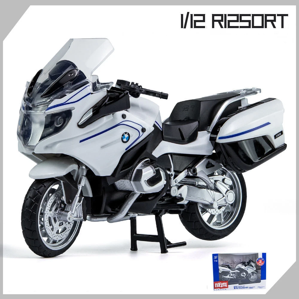 HFMXZHI Modèle réduit de Moto 1:12 pour BMW R1250RT Modèle De Moto en Alliage Coulé sous Pression Véhicule Jouet De Collection Son Et Lumière Voiture(Silver
