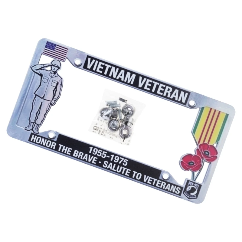 Vietnam Veterans License Plate Frame Metal Car License Tages Holder, Decorative Car License Plate Covers Y5GB
