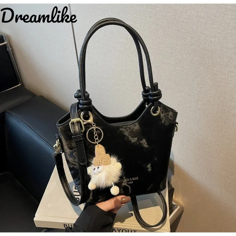 

PU Square Women's Shoulder Bag Sweet Style Zipper Crossbody Bag Solid Color Popular Commuting Fashion Small Square Bag