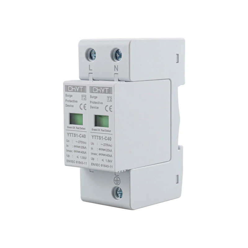 ICHYTI YTTS1-C40 SPD AC 2P 275V 20~40KA Surge Protector Lightning Protection Surge Arrester Surge Protective Device