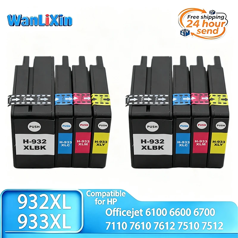 1~4sets For HP 932 933 XL 932XL 933XL Ink Cartridge Compatible for HP Officejet 6100 6600 6700 7110 7610 7612 7510 7512 printers