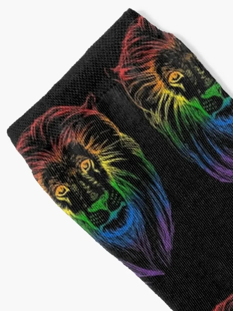 Rainbow Lion Art Socks colored custom sports hockey Socks For Man Women's