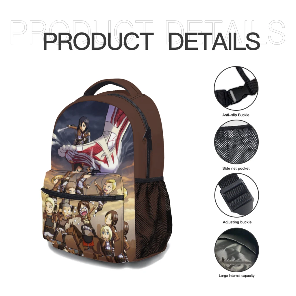 Mochila Escolar de Anime Cartoon infantil, Attack on Titan, Retro Impresso, Mochila Jovem, Asas da Liberdade