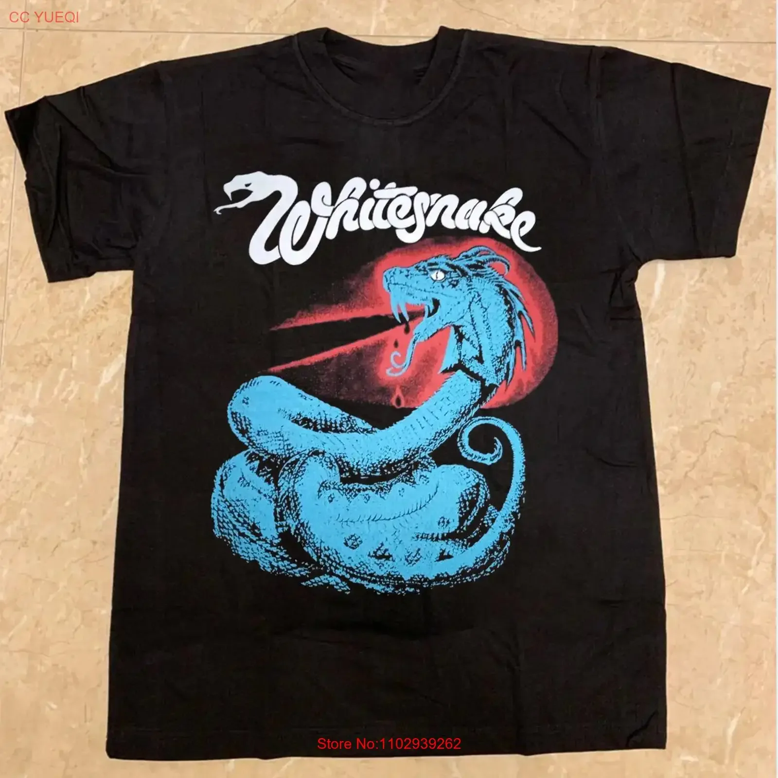 Camiseta WHITESNAKE Band de algodón negra S 2345XL TA10 vintage lavada informal ligeramente elástica elegante suave estilo streetwear versátil