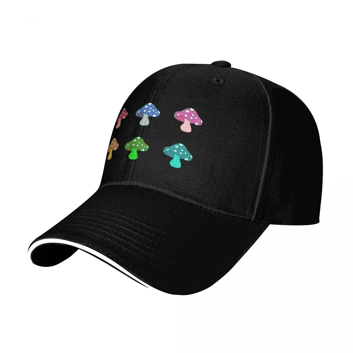 Mushroom Collection Baseball Cap Quick Dry Performance Cotton Twill Breathable Contrast Two Tone Brim