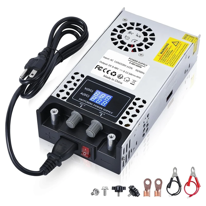 ABPQ AC-DC 컨버터, 60V DC 전원 공급 장치, 0-60V 0-10A SMPS 최대 600W 스위칭 전원 공급 장치, 미국 플러그