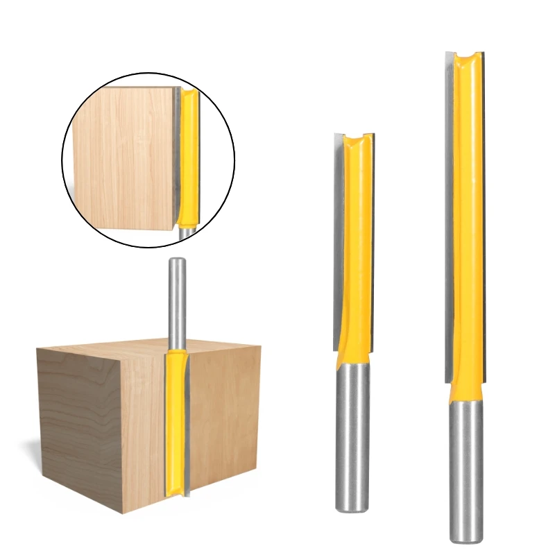 YUSUN 2PCS 8MM Shank  Long Blades  Straight   Router Bit  Woodworing Milling  Cutter For Wood  Cleaning Flush Trim