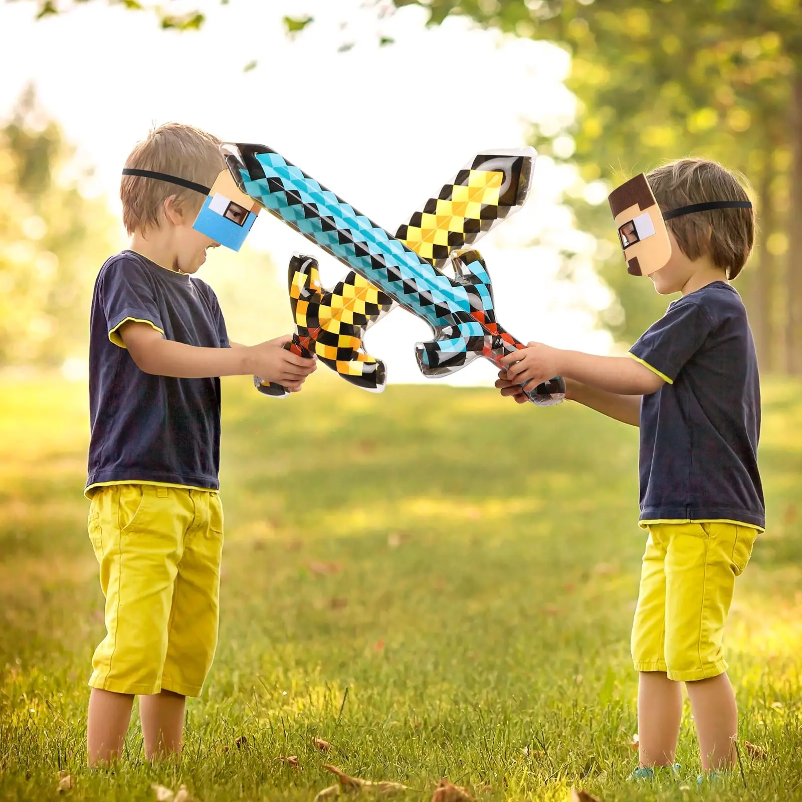 Arme d'épées gonflables pour enfants, 10 pièces, cadeaux de fête, fournitures de fête à thème, jouet gonflable en feutre de pixels et Cosplay pour enfants
