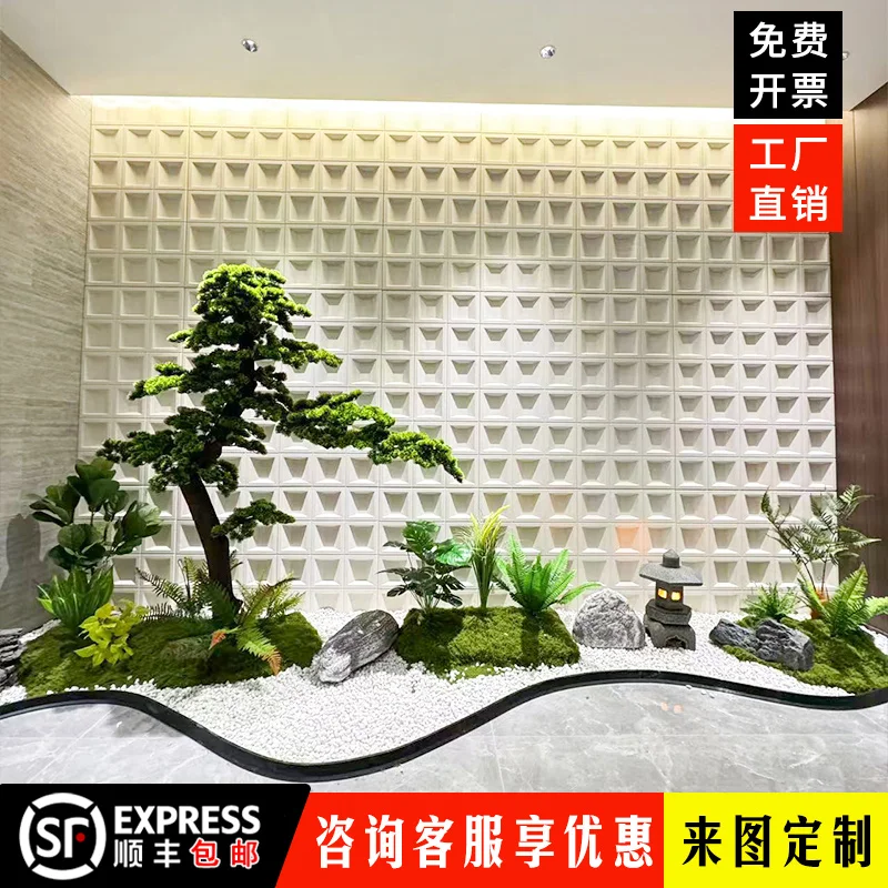 Simulated welcome pine landscaping Large green plant Arhat beauty pine hotel stairs decorative fake tree ornament landscape