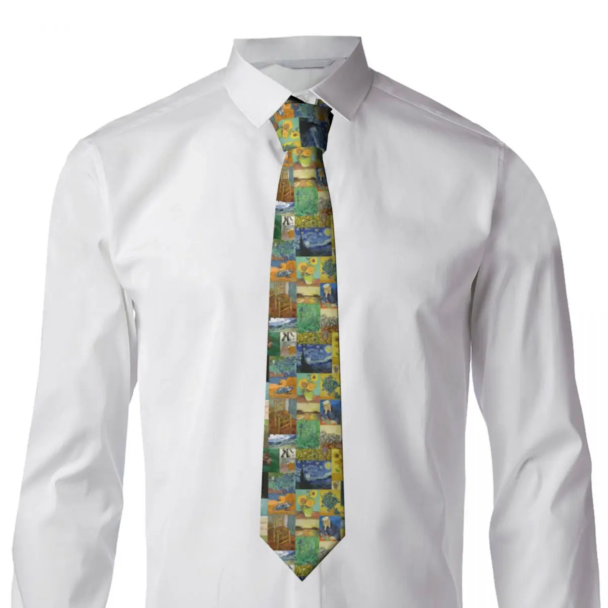 Fashion Vincent Van Gogh Painting Collage Neck Tie Men Custom Silk Neckties for Party Cravat