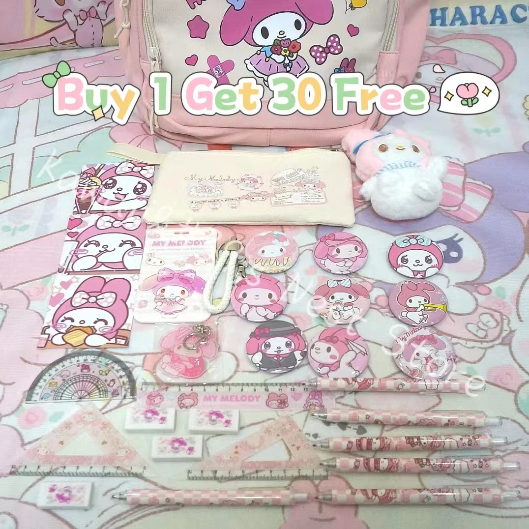 Sanrio My Melody Backpack Mochilas Aestethic Kuromi Children Girl Spine Protection  Bag Good Quality Package Good-looking