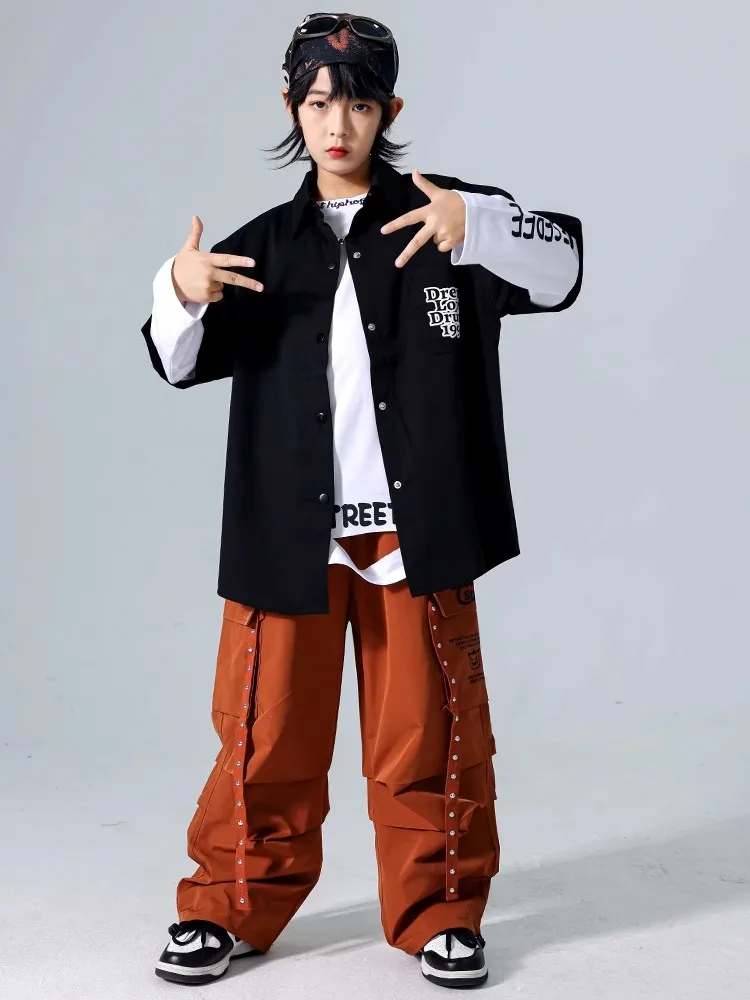 어린이 청소년 힙합 댄스 복장 소년 드럼 쇼 의류Poppin Breaking Performance Costume Girls 재즈 댄스웨어 BL14364