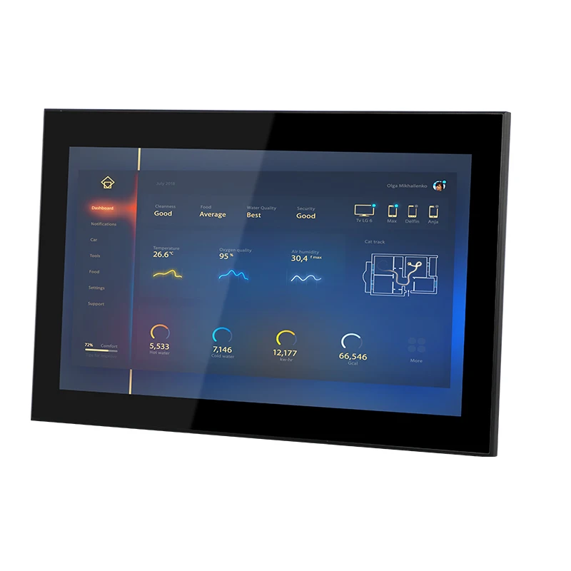 Flush Wall 14 Inch RK3568 10 Point Capacitive IPS LCD Android Wifi Smart Home Touch Panel With RS485