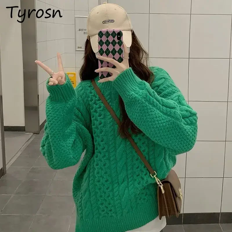 

Pullovers Women Gentle Pure Casual Temper Autumn Knitted Korean Style Lovely Baggy Aesthetic O-neck Tender Classic Daily Popular