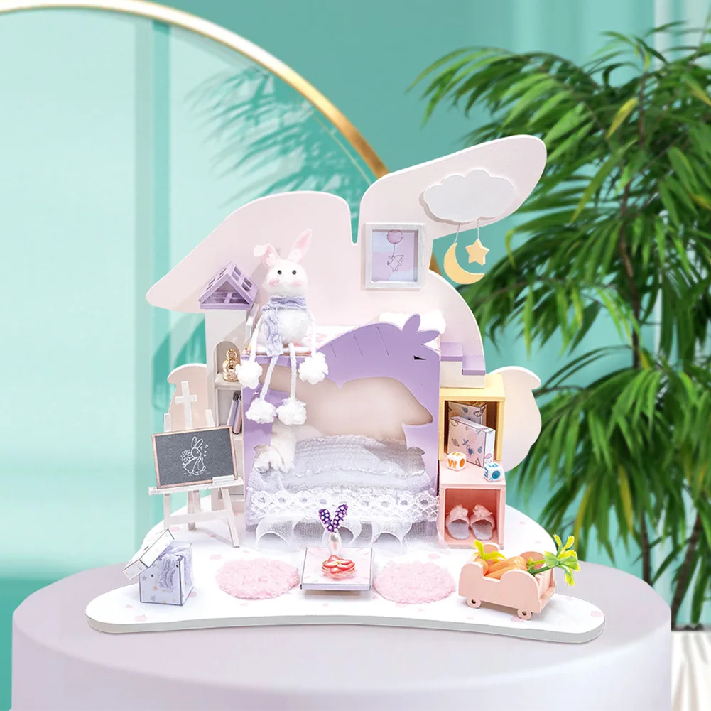 Diy casa de estimação artesanal em miniatura kit casa de bonecas bonito animal cabine montagem presente criativo para aniversário meninos meninas