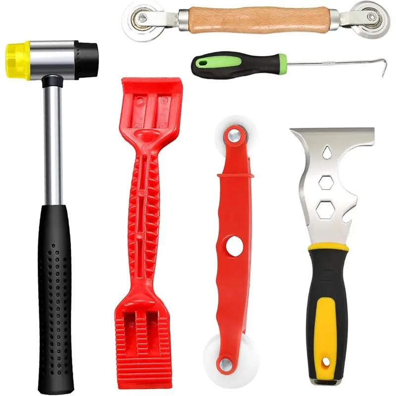 

【РАСПРОДАЖА!】Набор инструментов для остекления окон: стальной скребок 16-в-1, резиновый молоток, красный, для оконных роликов, 6 предметов в комплекте.