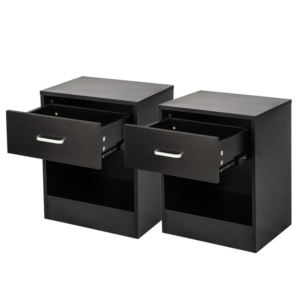 

Nightstands Set of 2 with Drawer for Bedroom, Wood Night Stand Set 2 with Open Shelf, Modern Nightstand Bedside Tables Set of 2, End Table