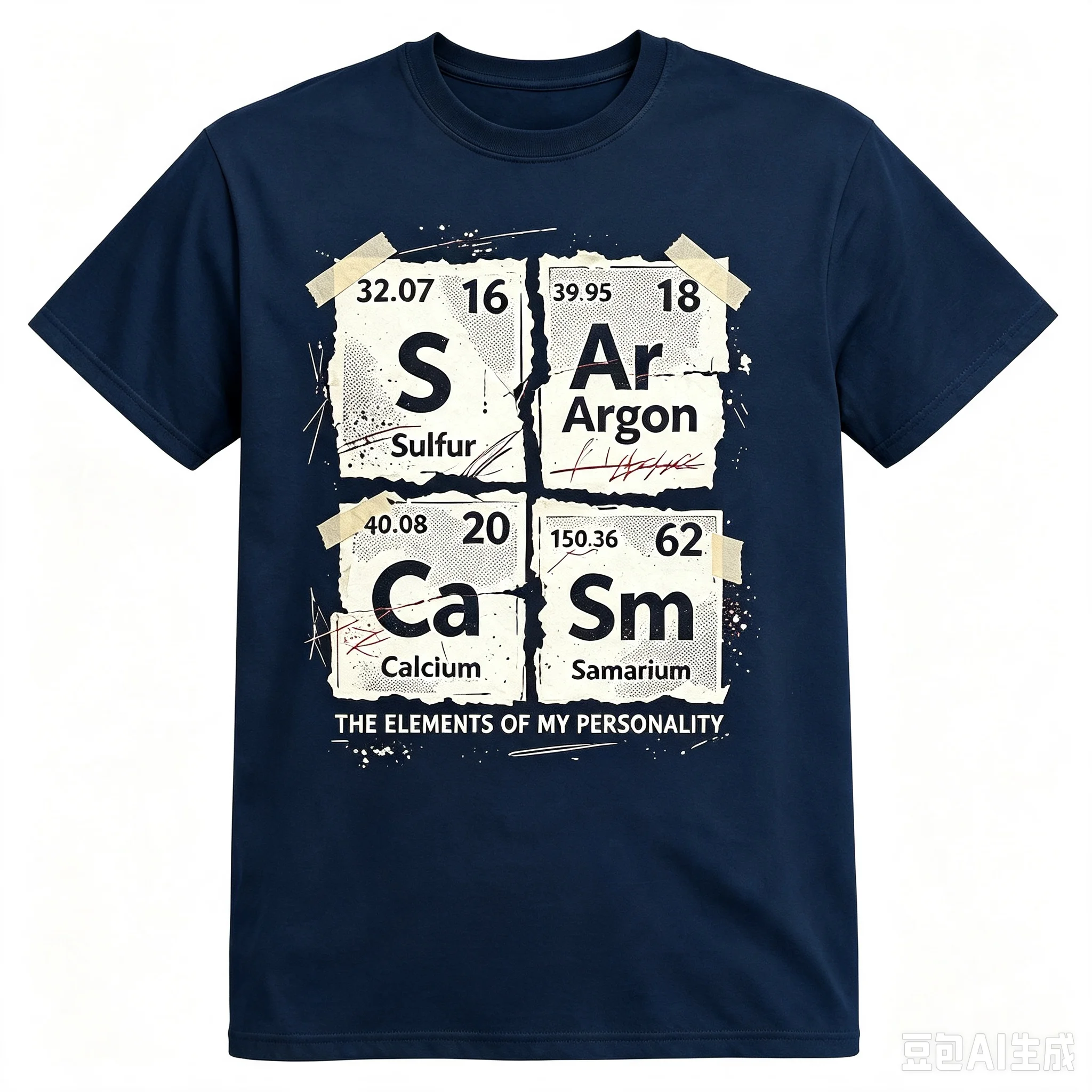 Sarcasm Periodic Table Graphic T‑Shirt Men Science Chemistry Slogan Vintage Tape Poster Crew Neck Cotton Tee