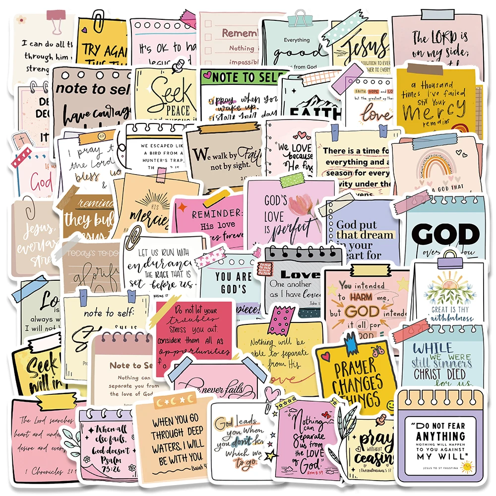 

50PCS/pack Jesus Bible Christian Label Sticker Aesthetic Sketchbook PVC Laptop Diary Decoration Scrapbooking Stationery Supply