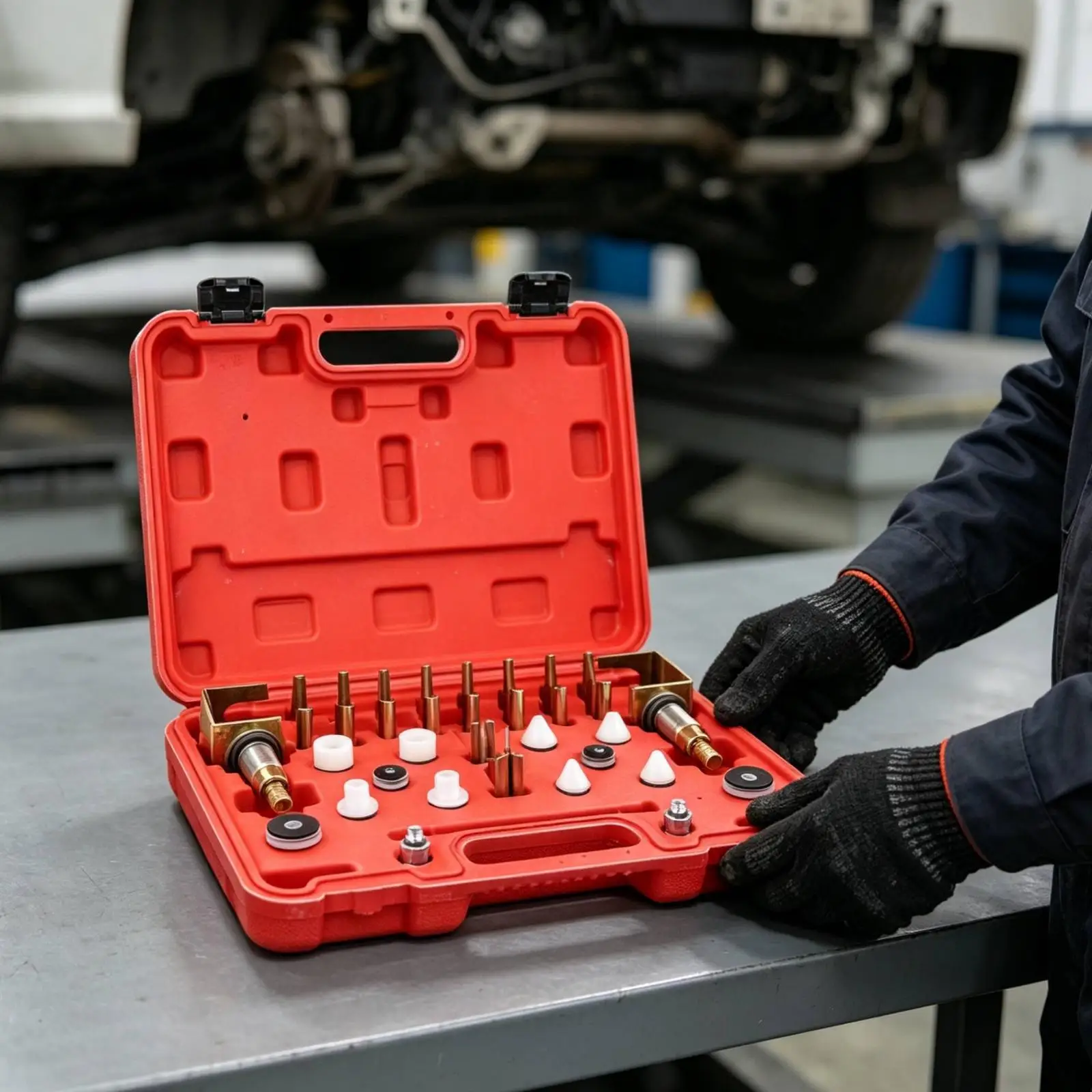 Automotive Leak Tester Heavy Duty AC Diagnostic Kit with Adapters for Vehicle Air Conditioning Repair