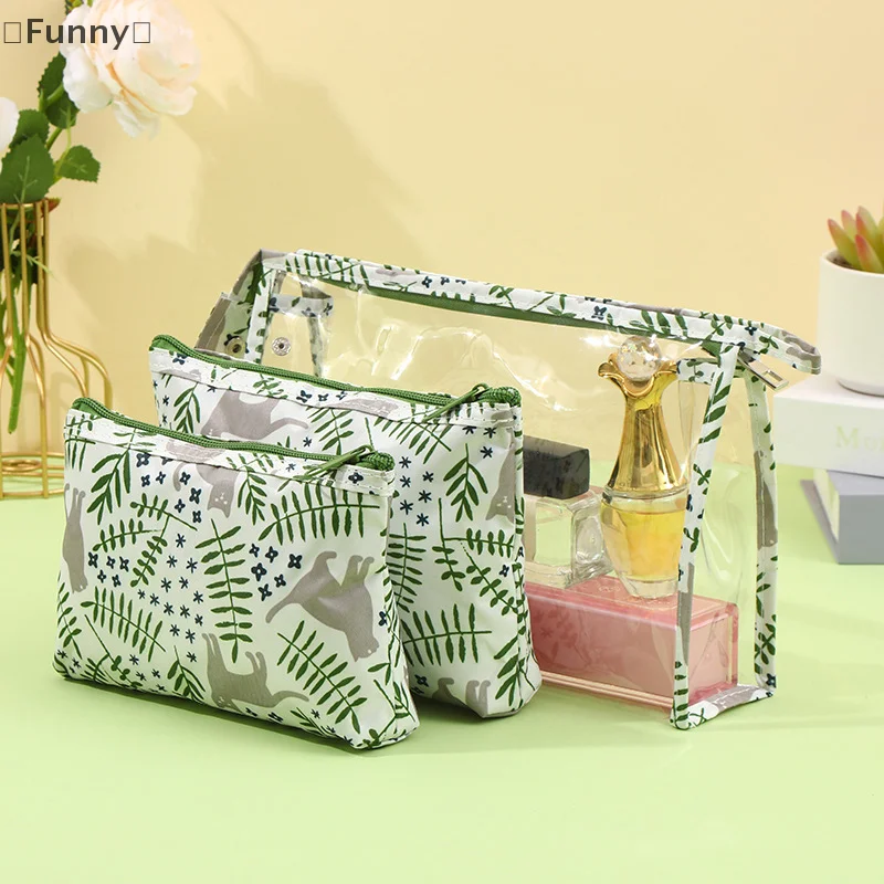 3Pcs/Set Portable Travel Skincare Cosmetic Storage Bag PVC Waterproof Makeup Bag Large Capacity Toiletries Storage Bag