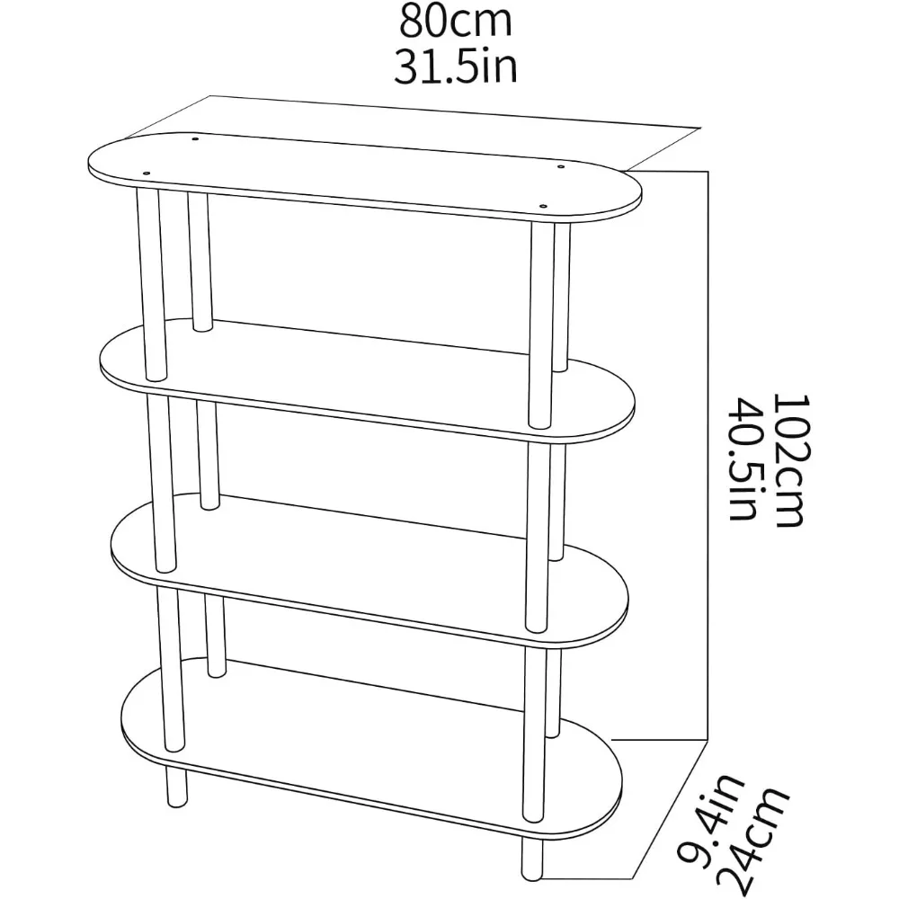 Bibliothèque ouverte transparente en acrylique à 4 niveaux pour une utilisation à domicile et au bureau en orange