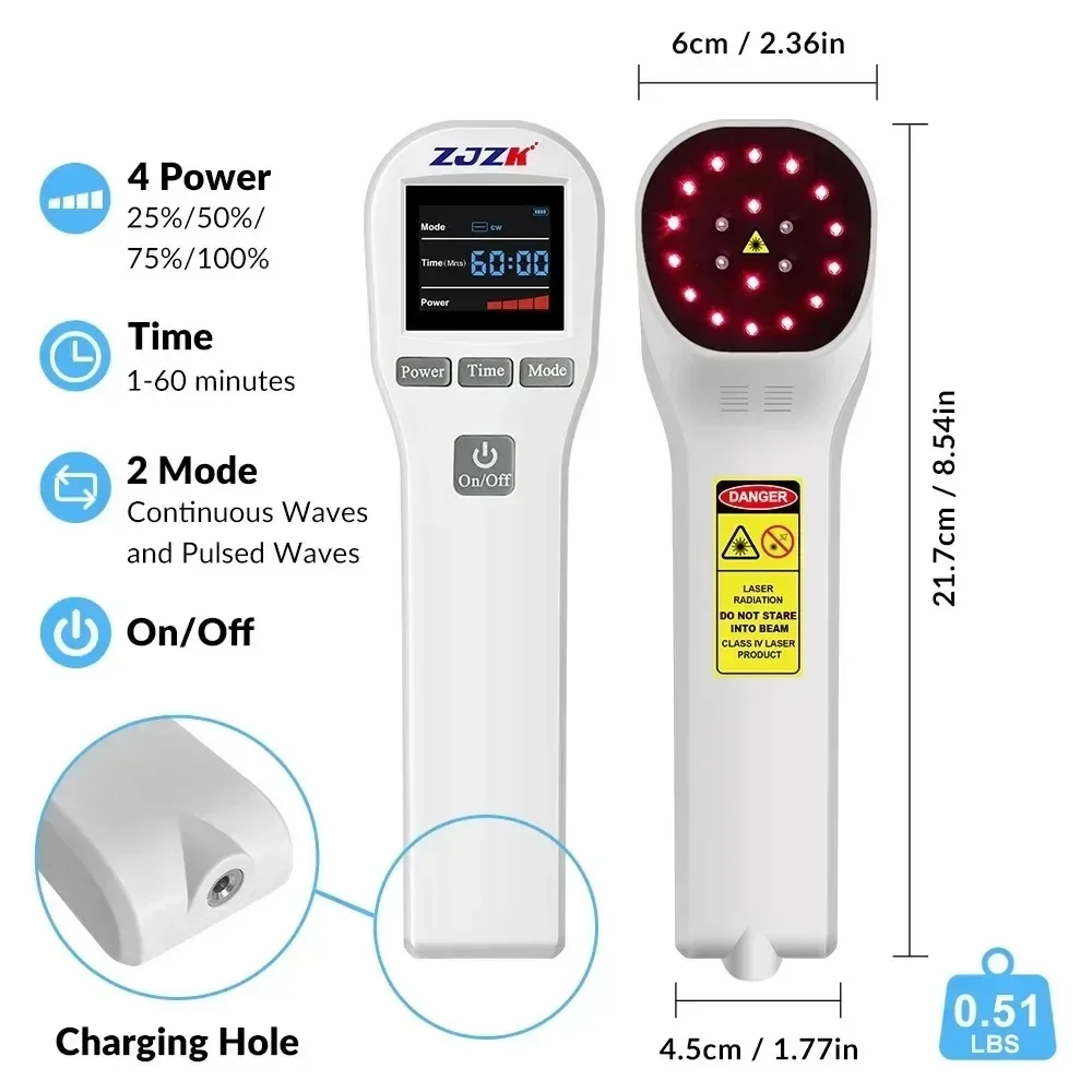 Terapia profissional do laser frio, massageador corporal de baixa frequência, pernas, costas, abdômen, pescoço, circulação sanguínea, 880mW, 4X808nm