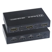 4K * 2K KVM 2 en 1 compatible con HDMI/conmutador KVM USB compatible con HD 2 Host Share 1 Monitor/teclado y ratón conjunto pantalla de vídeo de impresora