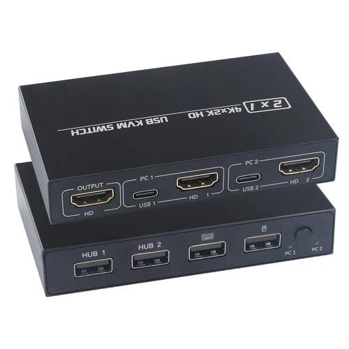 4K * 2K KVM 2 en 1 compatible con HDMI/conmutador KVM USB compatible con HD 2 Host Share 1 Monitor/teclado y ratón conjunto pantalla de vídeo de impresora