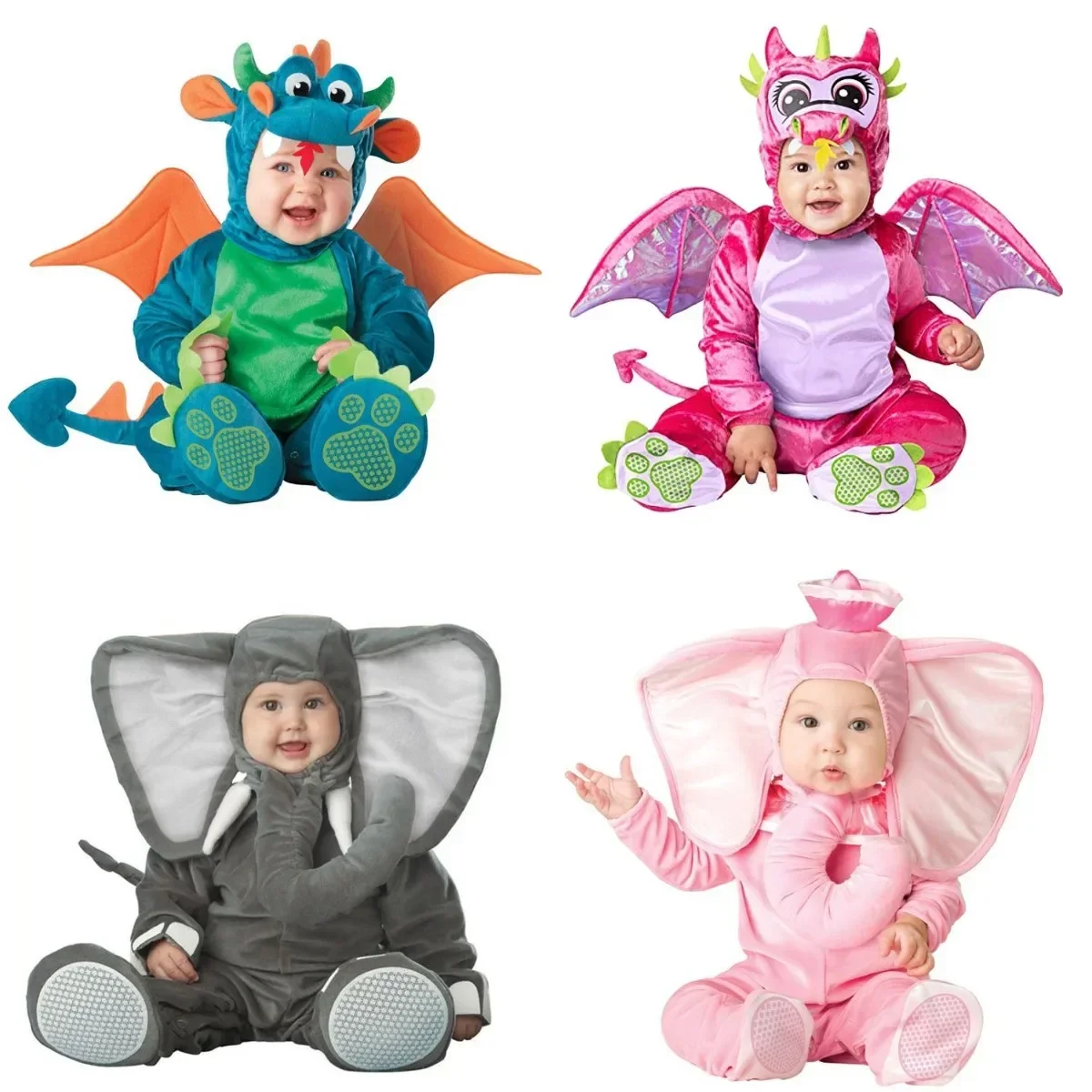 

Happy Purim Jumpsuit Gray Pink Elephant Monkey Lion Owl Elf Chicken Penguins Leotard Romper Infant Baby Costumes Baby Onesie