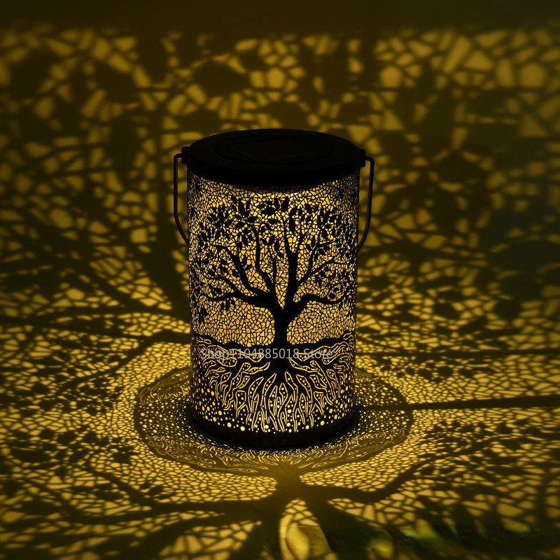 Solar LED Lantern Light Hollow Tree Of Life Hanging Lamp Outdoor Garden Yard Path Lawn Decor Hanging Waterproof Lamp Lantern