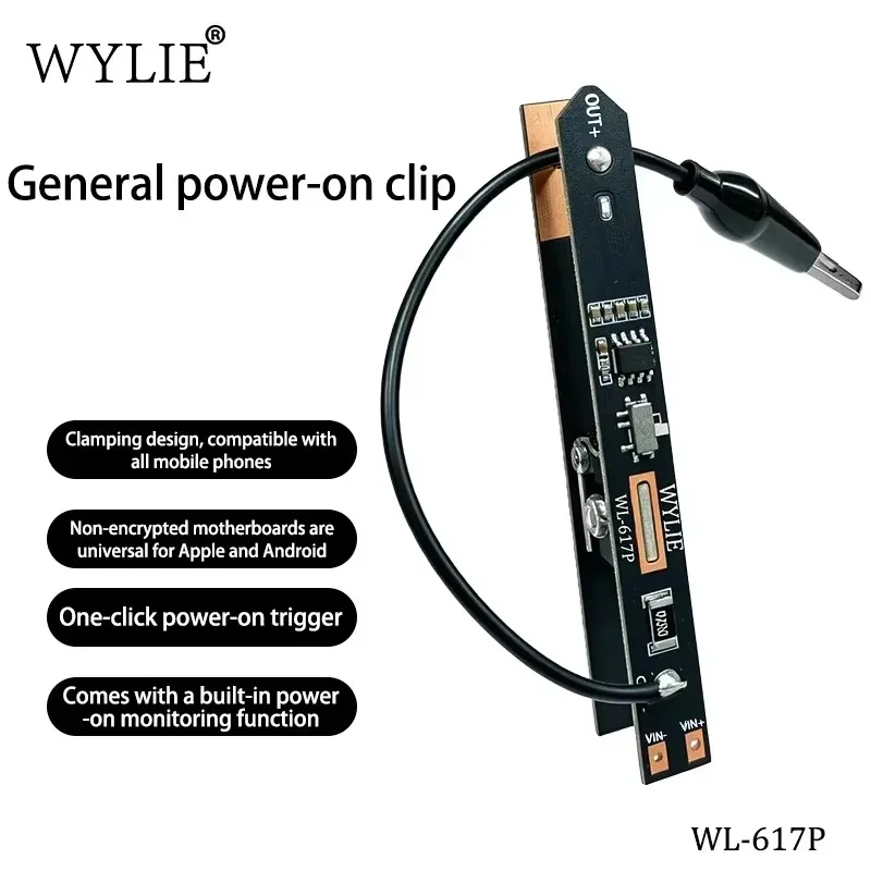WYLIE WL-617P Universal Power on Clip with Integrated Alligator Clip One Click Trigger for Phone Motherboard Repair Testing Tool