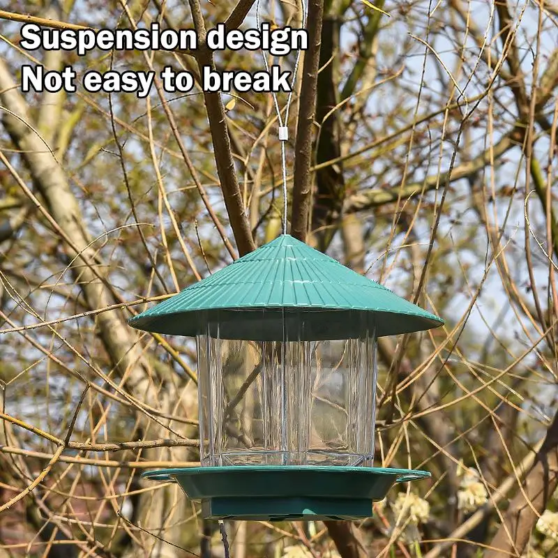 Waterproof Garden Gazebo Hanging Wild Bird Feeder Outdoor Container With Hang Rope Pet Birds Feeding House Type Bird Feeder view 4