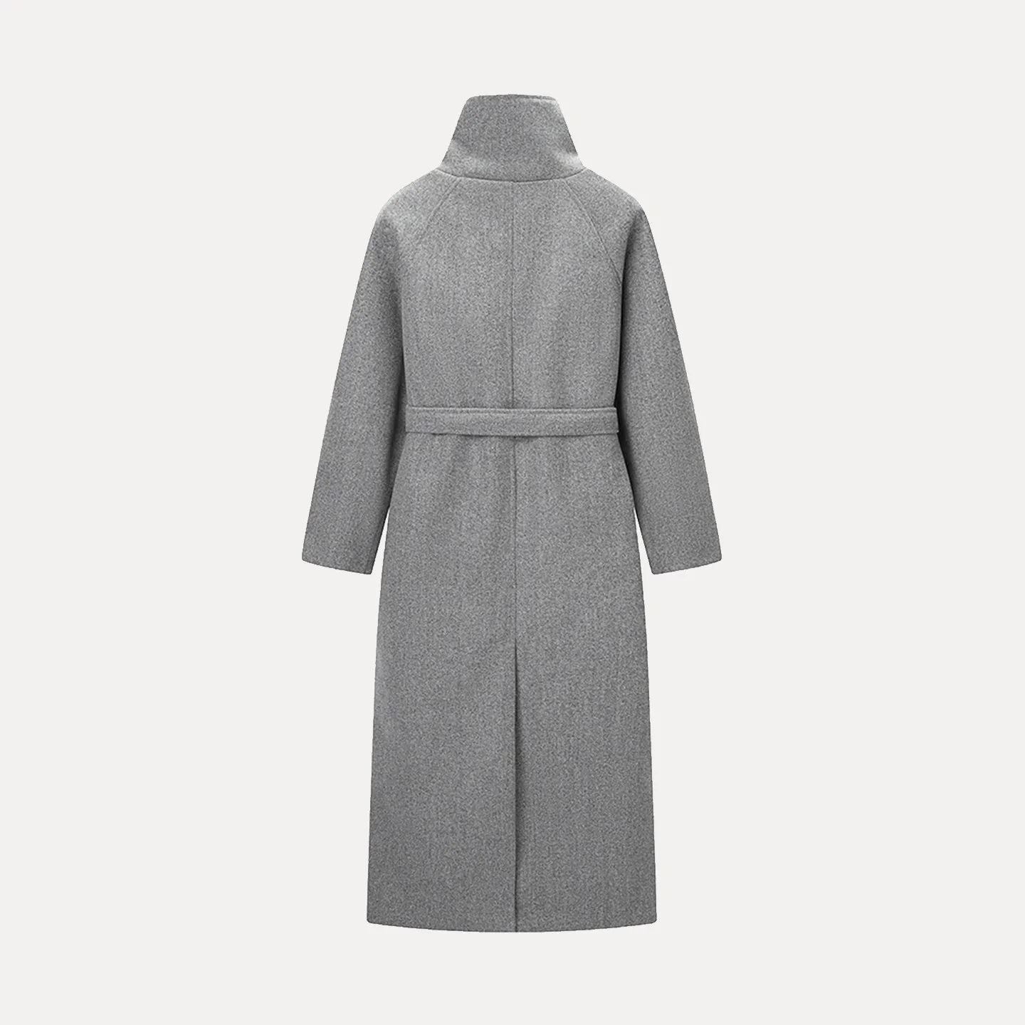 Faionable Long Woolen Coat Women's Personali Stand Collar Belted Waist Long Sve Casual Sle Winter New Arrival